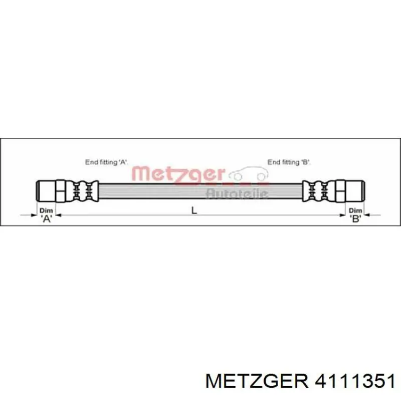 Tubo flexible de frenos trasero 4111351 Metzger