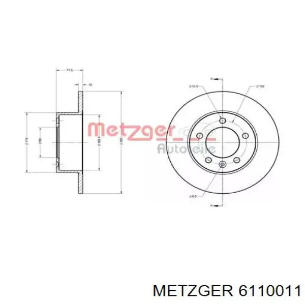 Тормозные диски 6110011 Metzger