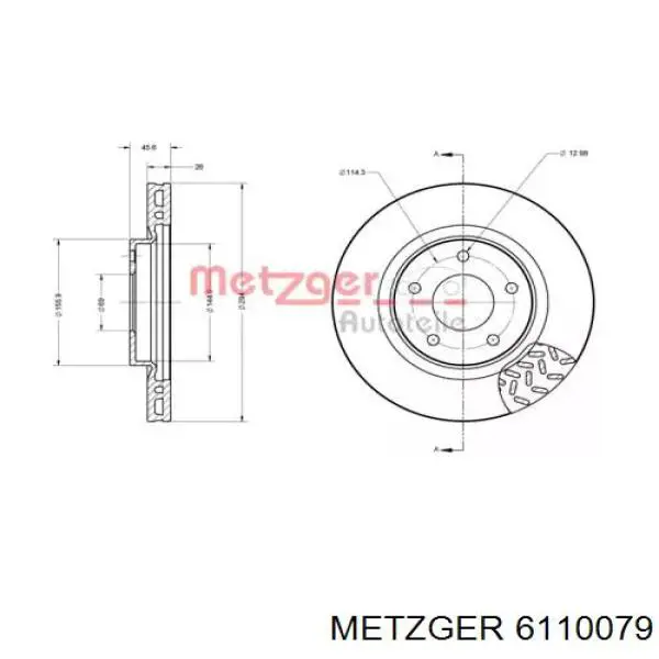 Передние тормозные диски 6110079 Metzger