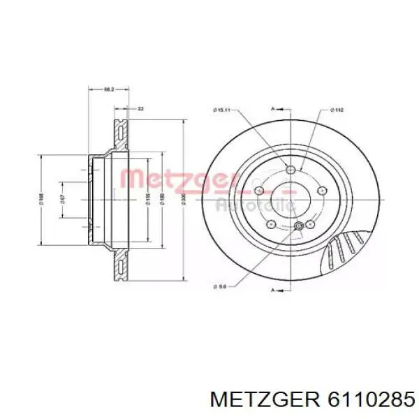 Тормозные диски 6110285 Metzger