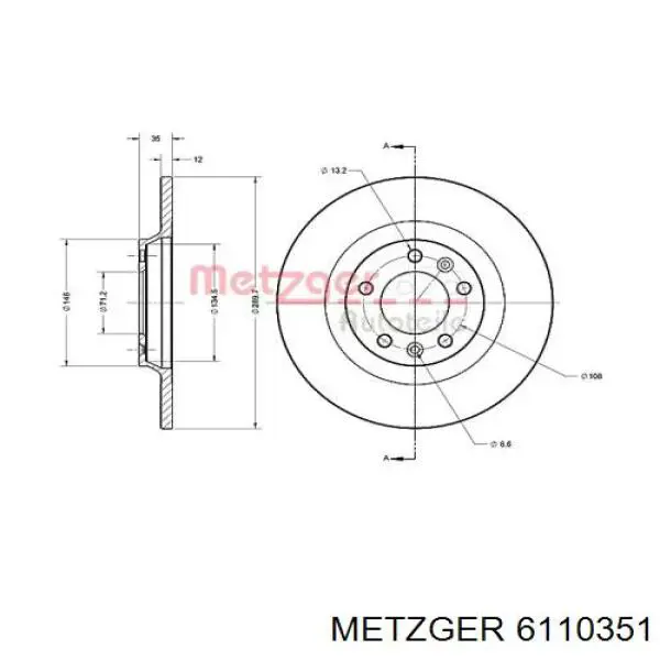 Тормозные диски 6110351 Metzger