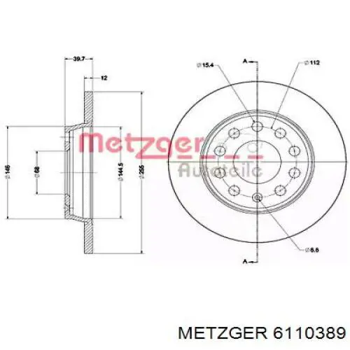 Тормозные диски 6110389 Metzger