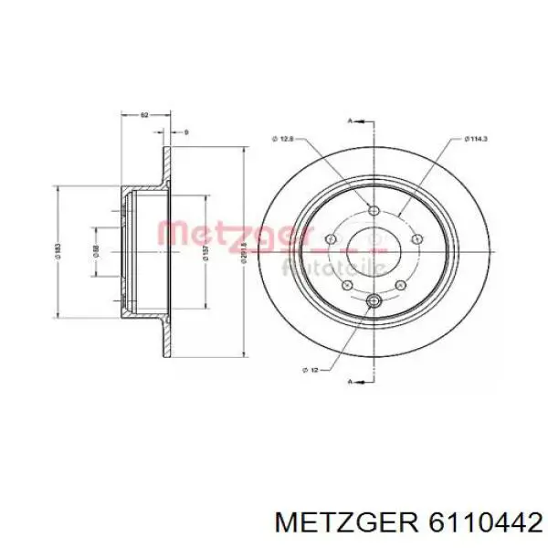 Тормозные диски 6110442 Metzger