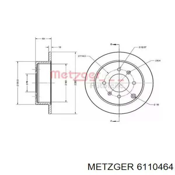 Тормозные диски 6110464 Metzger