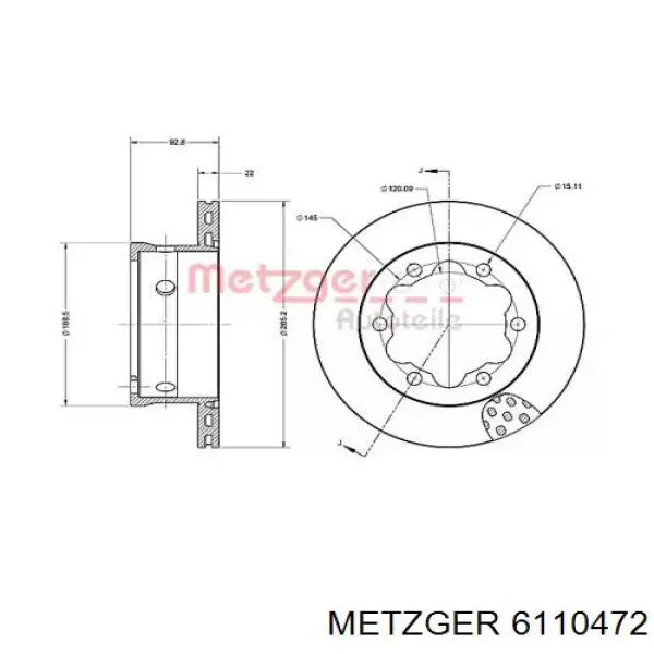 Тормозные диски 6110472 Metzger