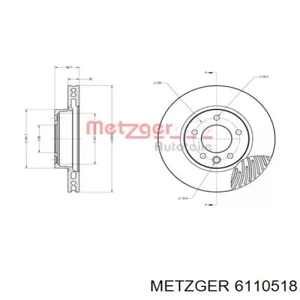 Передние тормозные диски 6110518 Metzger