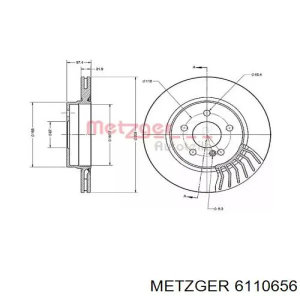 Тормозные диски 6110656 Metzger