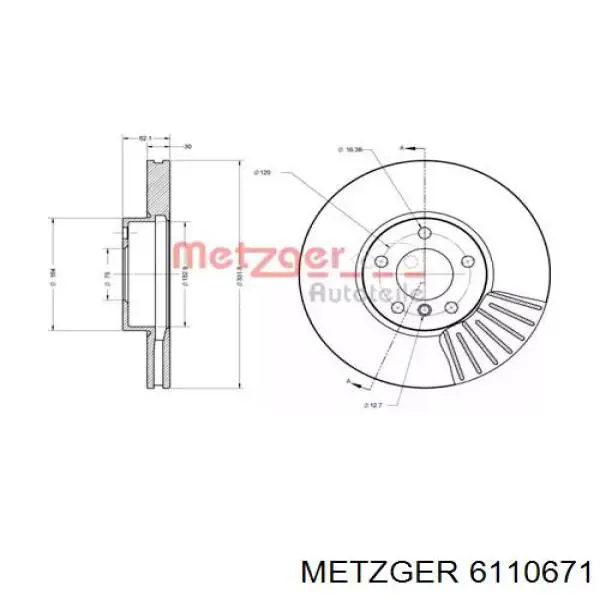 Передние тормозные диски 6110671 Metzger