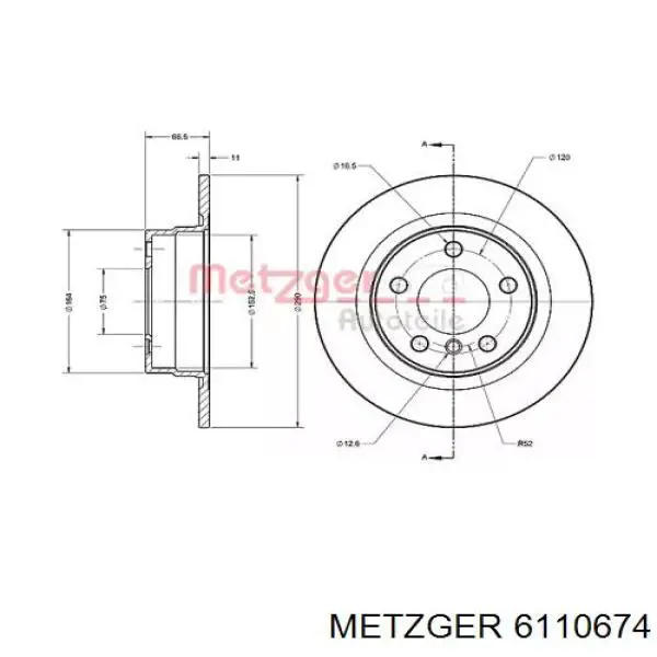 Тормозные диски 6110674 Metzger