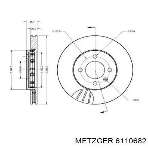 Передние тормозные диски 6110682 Metzger