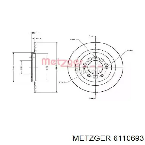 Тормозные диски 6110693 Metzger