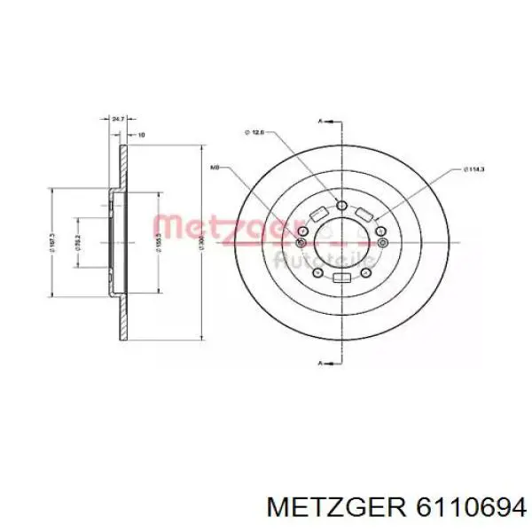 Тормозные диски 6110694 Metzger