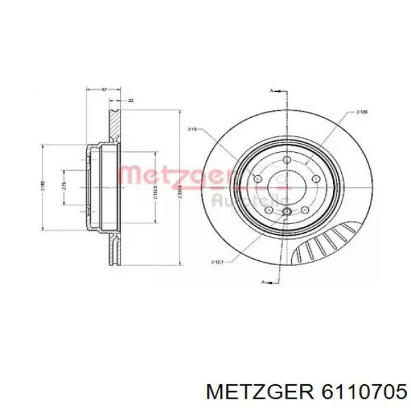 Тормозные диски 6110705 Metzger