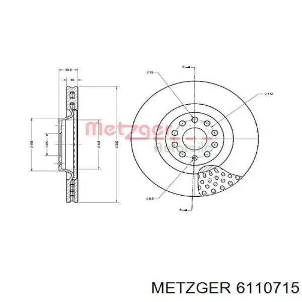 Передние тормозные диски 6110715 Metzger