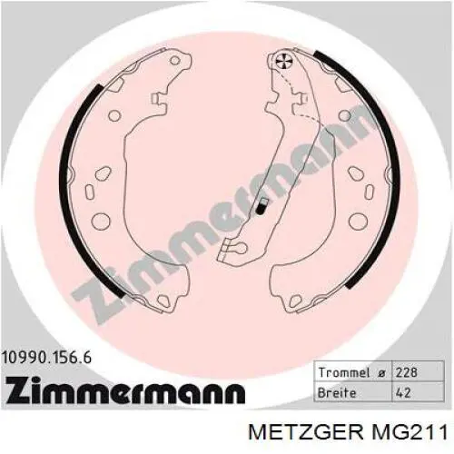 Барабанные колодки Metzger MG211