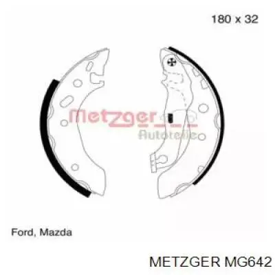 MG642 Metzger колодки тормозные задние барабанные