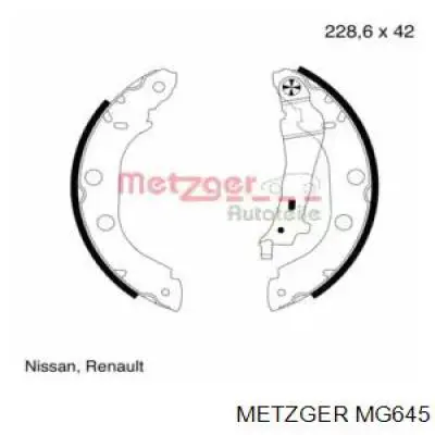 Задние барабанные колодки MG645 Metzger