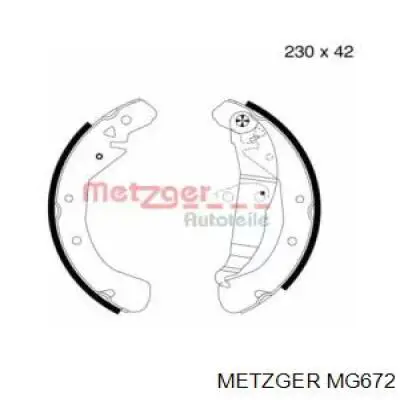 Задние барабанные колодки MG672 Metzger