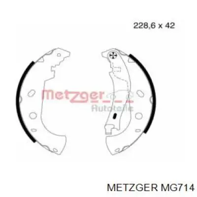 MG714 Metzger колодки тормозные задние барабанные