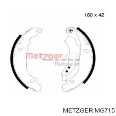 MG715 Metzger колодки тормозные задние барабанные