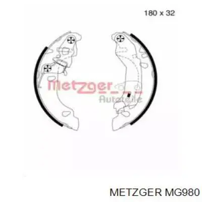 Задние барабанные колодки MG980 Metzger