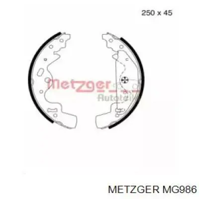 Задние барабанные колодки MG986 Metzger