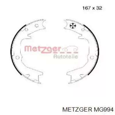 Колодки тормозные задние барабанные Metzger MG994