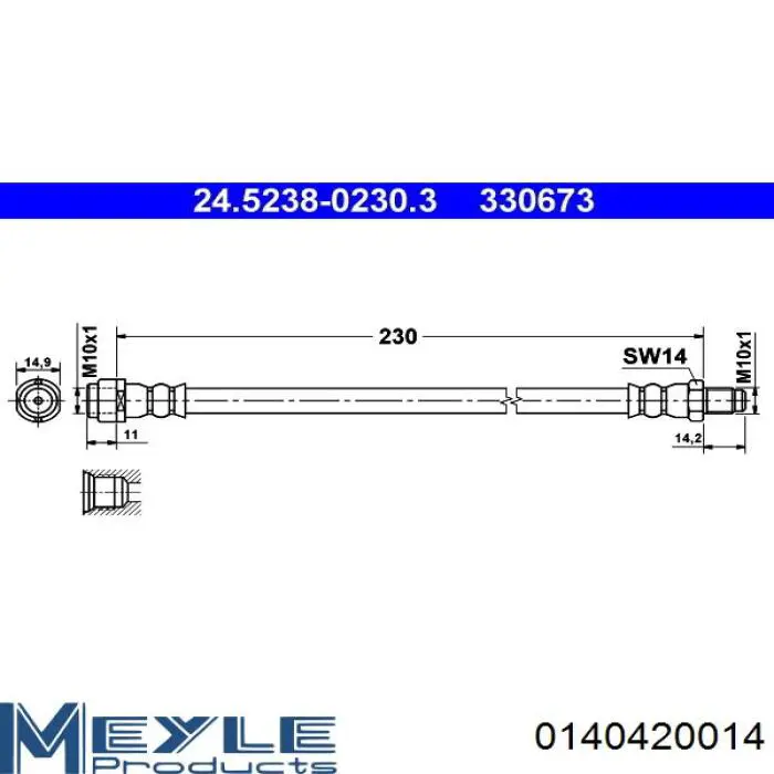 Купить 0140420014 Meyle Задний тормозной шланг