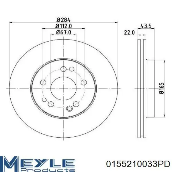 Тормоз дисковый передний Meyle 0155210033PD цена, от 42.77 USD