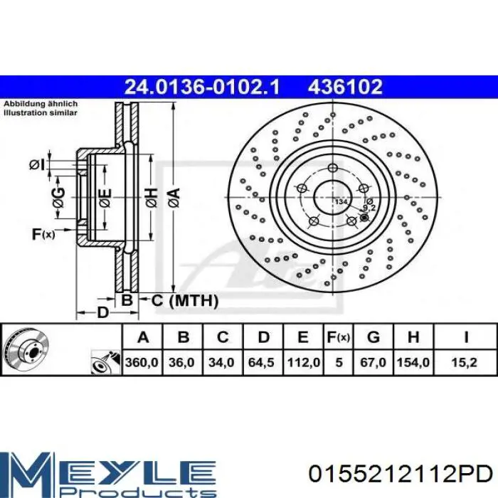 0155212112PD Meyle диск тормозной передний