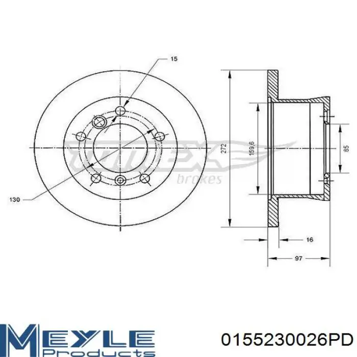Купить 0155230026PD Meyle Диск тормозной задний