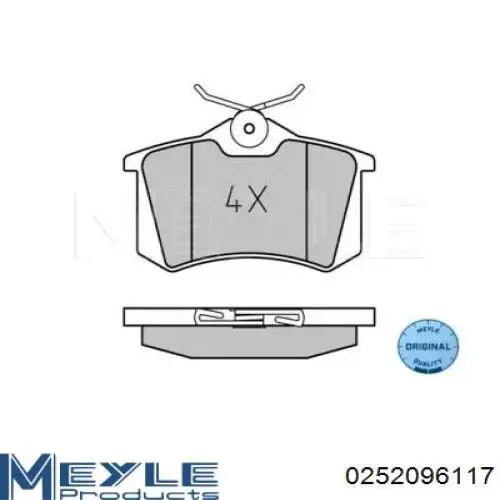 Задние тормозные колодки 0252096117 Meyle