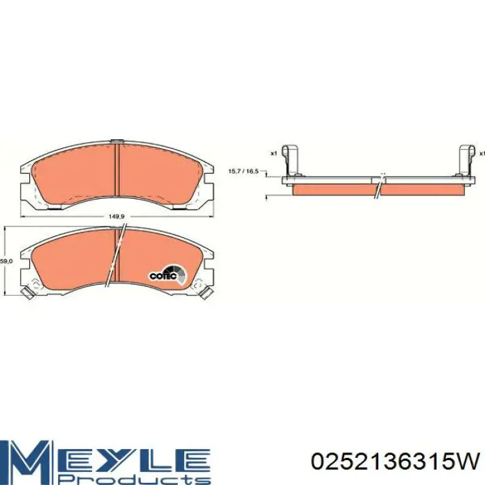 Передние тормозные колодки 0252136315W Meyle