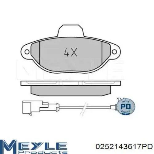 Передние тормозные колодки 0252143617PD Meyle