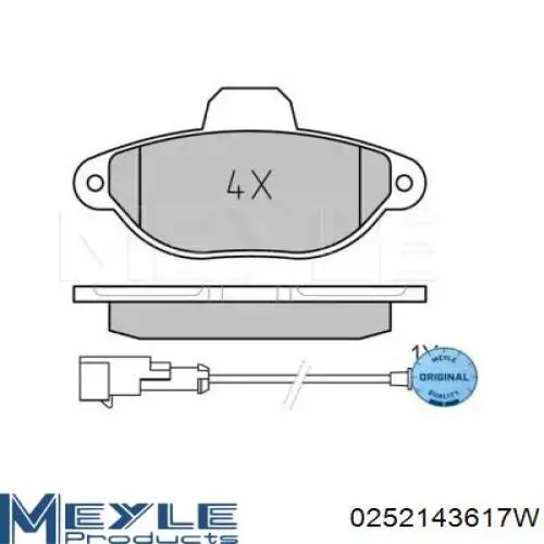 Передние тормозные колодки 0252143617W Meyle