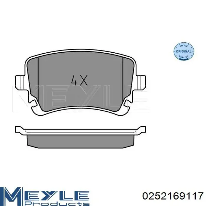 Задние тормозные колодки 0252169117 Meyle