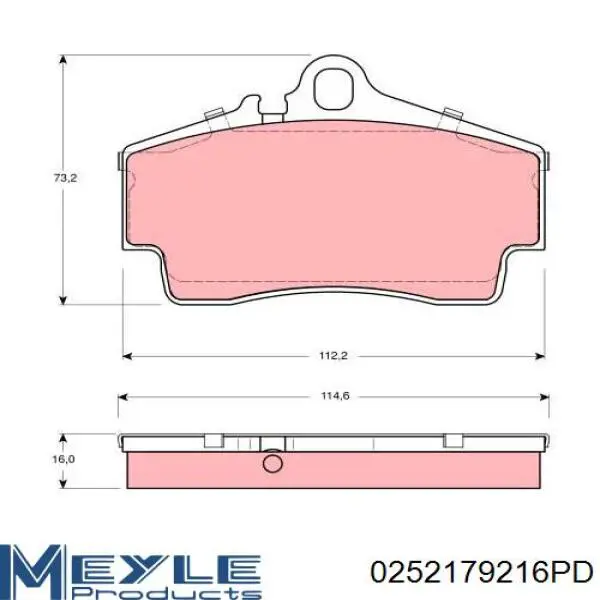 Задние тормозные колодки 0252179216PD Meyle