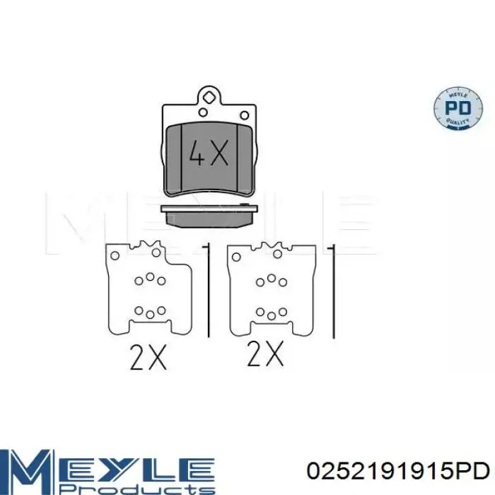 Задние тормозные колодки 0252191915PD Meyle