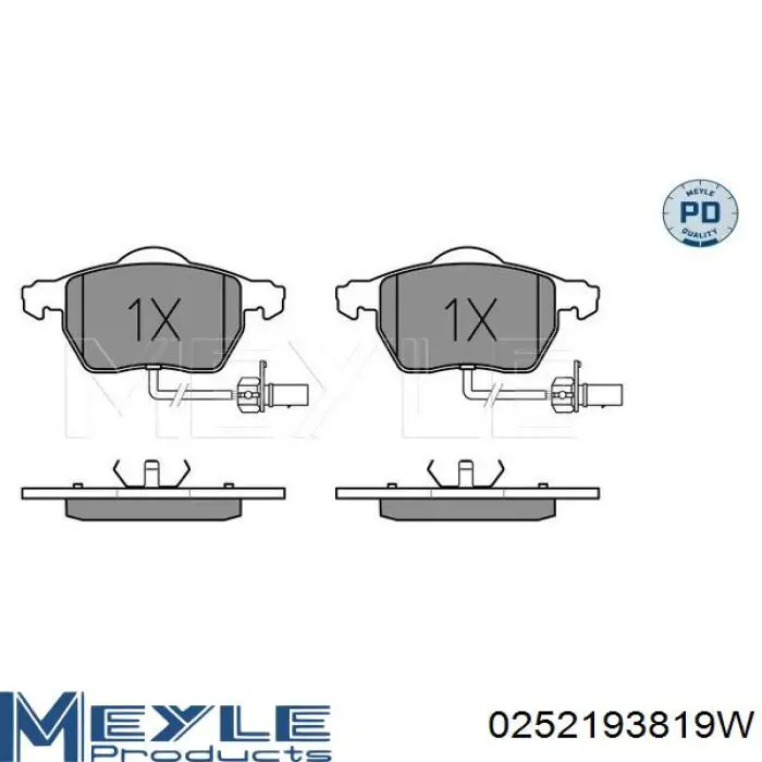 Передние тормозные колодки 0252193819W Meyle