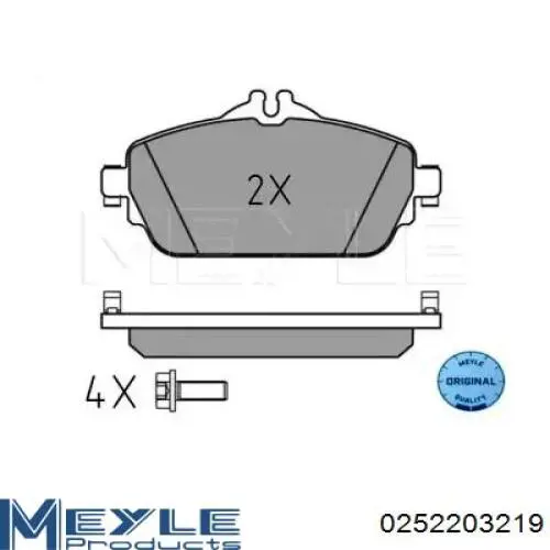 0252203219 Meyle колодки тормозные передние дисковые