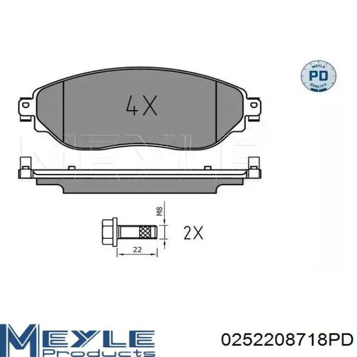 Передние тормозные колодки 0252208718PD Meyle