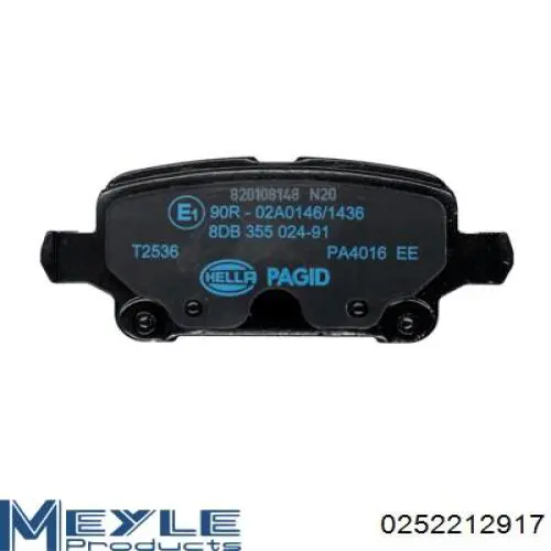 Задние тормозные колодки 0252212917 Meyle