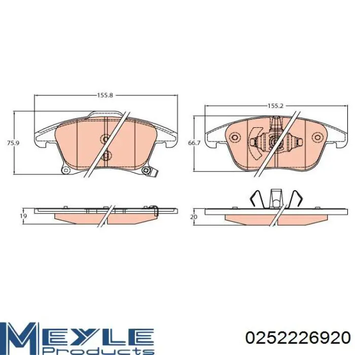 Sapatas do freio dianteiras de disco Ford FU2Z2V001F