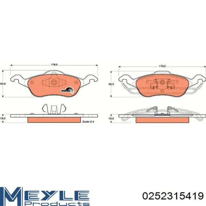 Передние тормозные колодки 98AX2K021AD Ford
