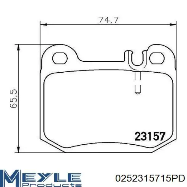 Задние тормозные колодки 0252315715PD Meyle