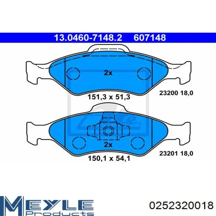 Передние тормозные колодки 0252320018 Meyle