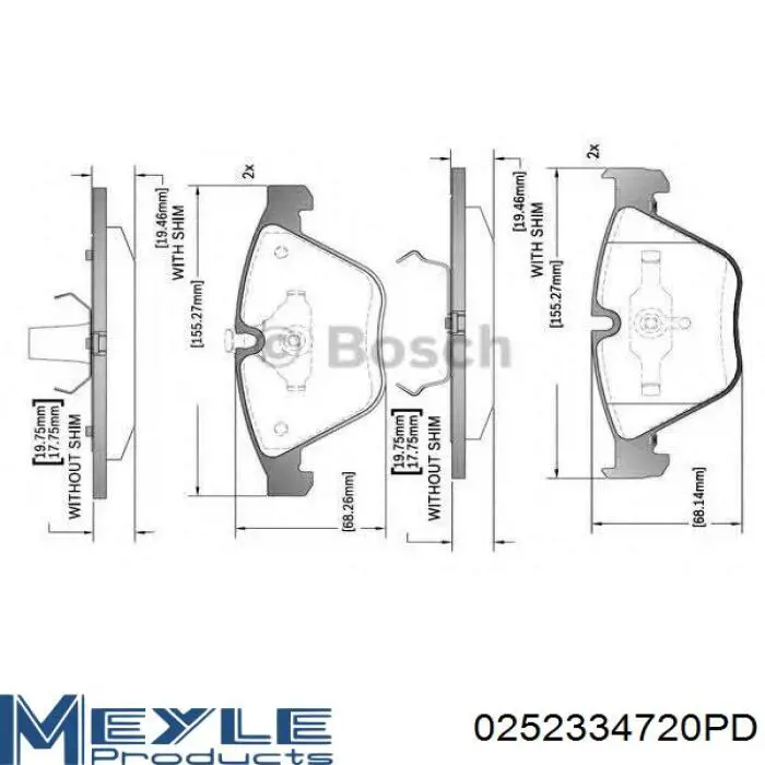 Тормозные колодки Meyle 0252334720PD