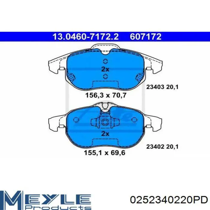 0252340220PD Meyle Колодки передние