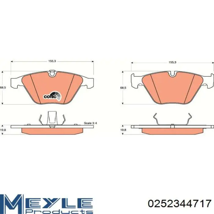 Колодки дисковые  Meyle 0252344717 цена, от 28.62 USD