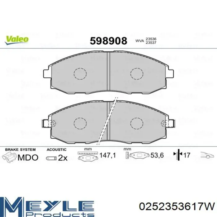 Передние тормозные колодки S581014AA61 Hyundai/Kia